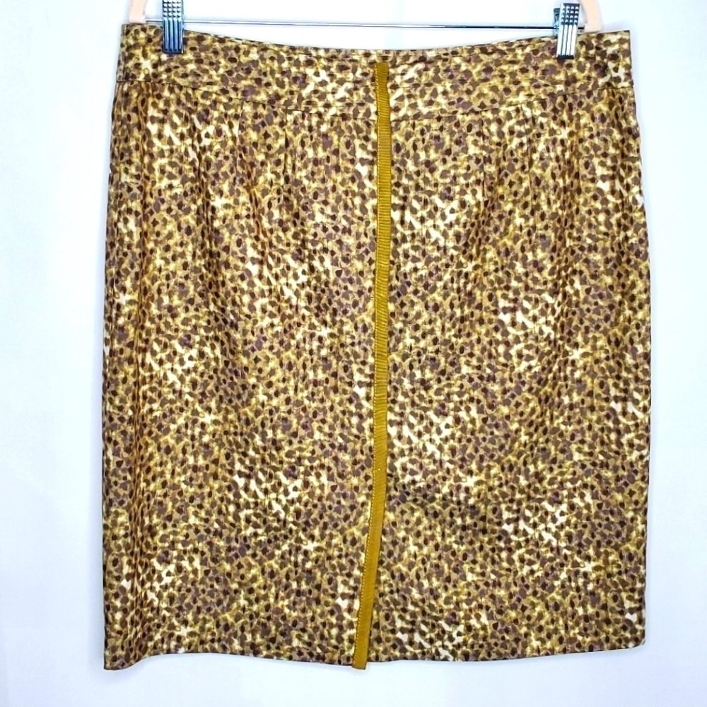 Ann Taylor Silk Blend Pencil Skirt Size 14 Back Zip Accent Animal Print Office